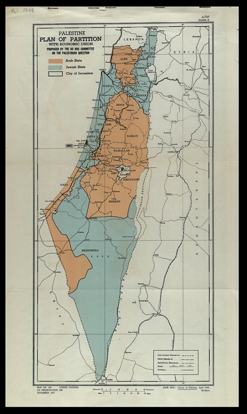 Mapa partición de Palestina - Mapas Milhaud